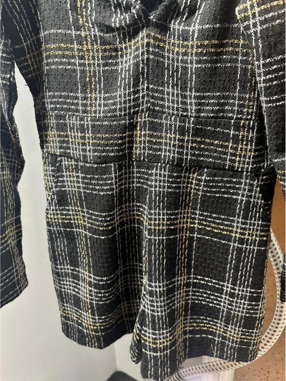 Slate & Willow Plaid Blazer & Romper Set Size S Black Gold Tweed 2 Piece Suit Ch - Picture 5 of 6